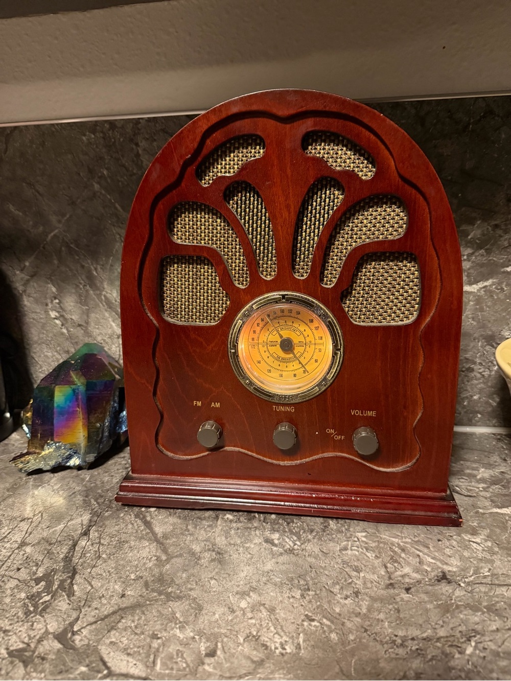 Vintage-Style Wood Radio in Dark Mahogany